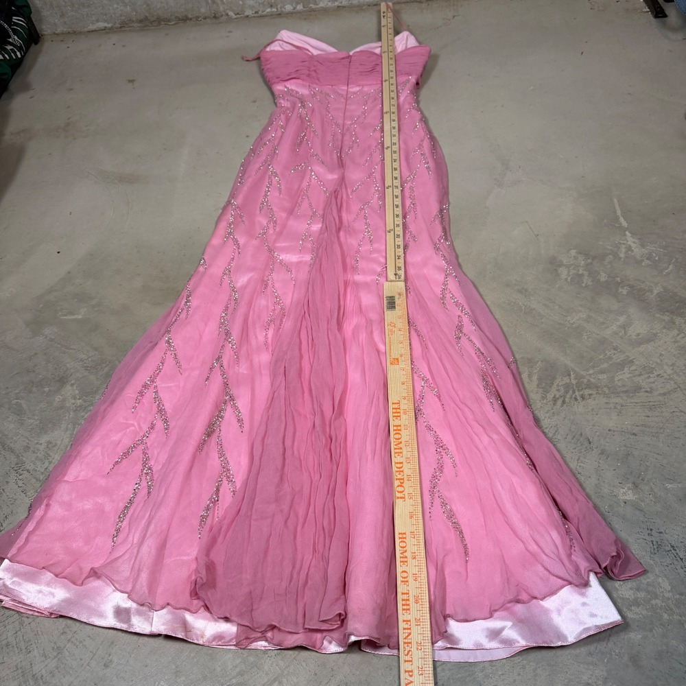 Vintage Pink 100% Silk Hand Beaded Sequin Formal Gown Dress Size 4 Prom Gala - Picture 6 of 8